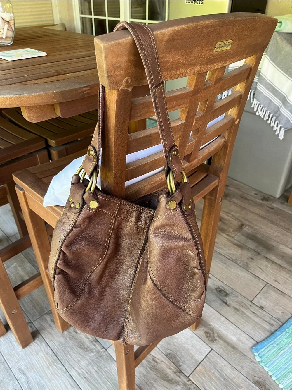LUCKY BRAND dark brown leather slouchy shoulder/ hobo bag